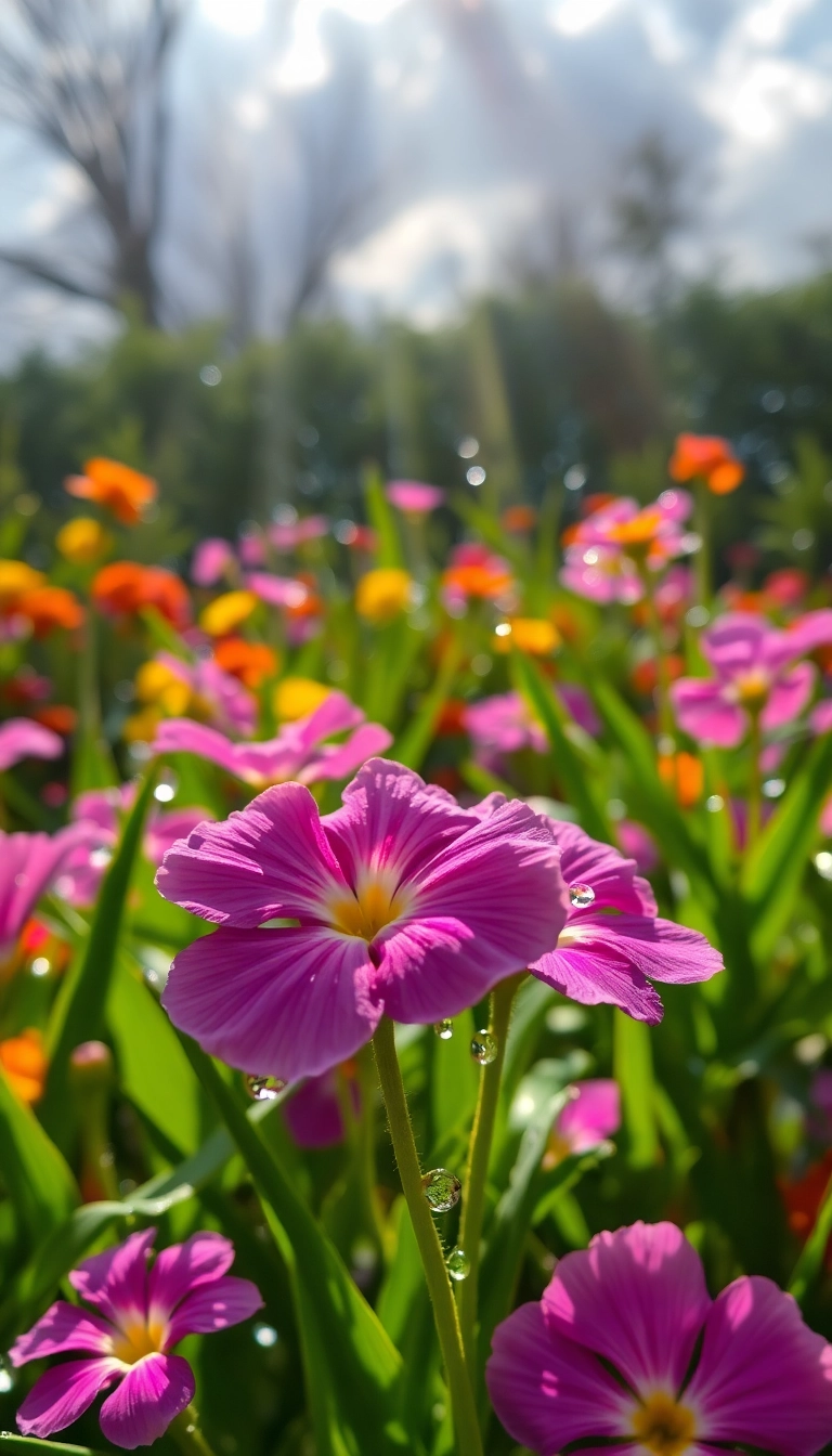 HD iPhone Spring Rain Garden Photogenic Wallpaper Copyright-Free Stock Photo